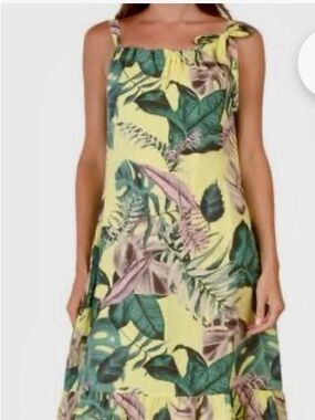NWT Made in Italy brand new with tag Bella Ambra Tropical Leaf Midi Dress